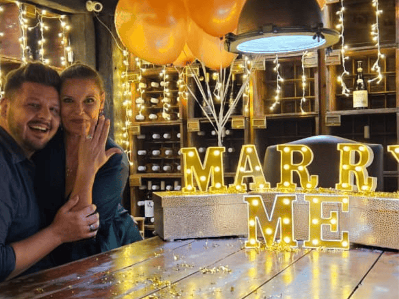 Danny Guselli and his fiance at their proposal
