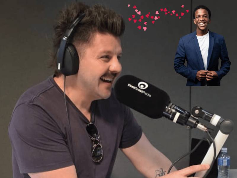 Danny Guselli in studio taking with his new listener Wandile