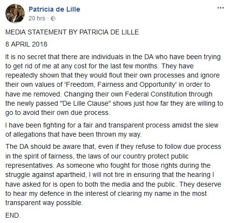 De Lille statement