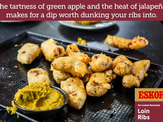 Deep-fried Ribs with a Jalapeño-Apple Dip