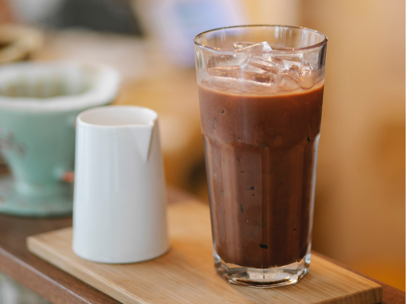Delicious glass of chocolate milk