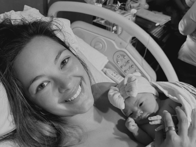 Demi-Leigh Tebow and her newborn daughter