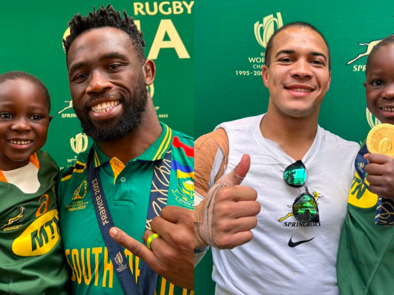 Desmond Koolen, Siya Kolisi and Cheslin Kolbe