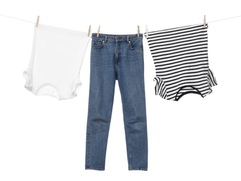 Different clothes drying on a clothes line