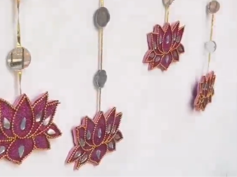 Diwali wall decorations hanging on the wall