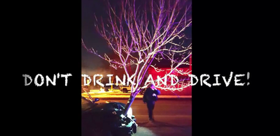 Drunk driver hits tree and drives on with it stuck to her car