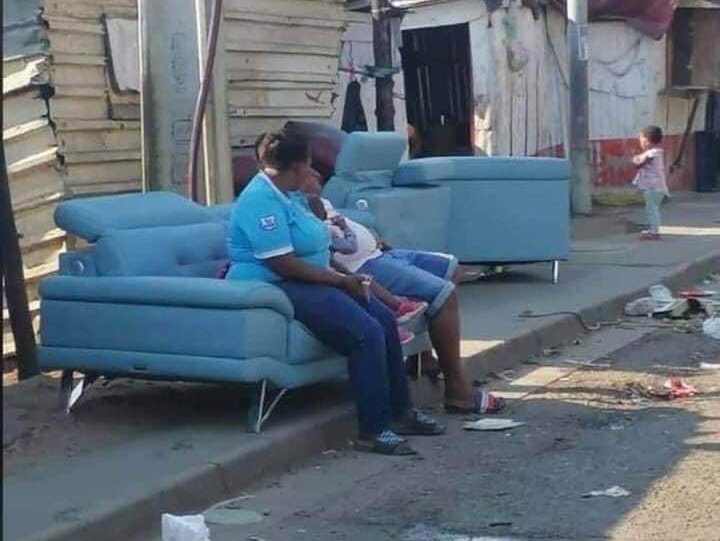 Blue san pablo sofa looted couch