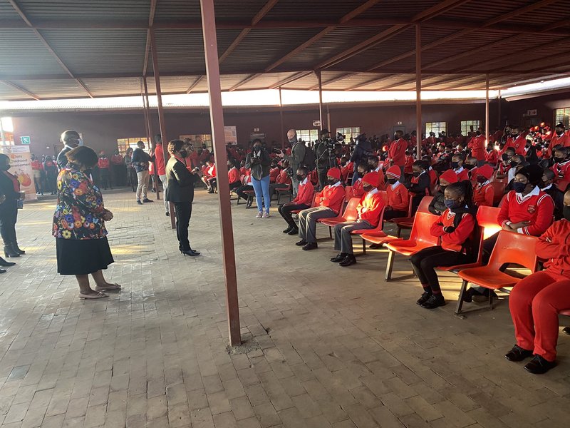 DBE minister Angie Motshekga at Monde Primary School in Katlehong July 2021