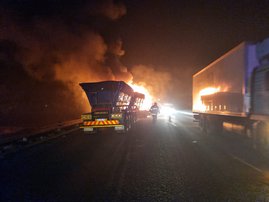 Trucks torched on N2