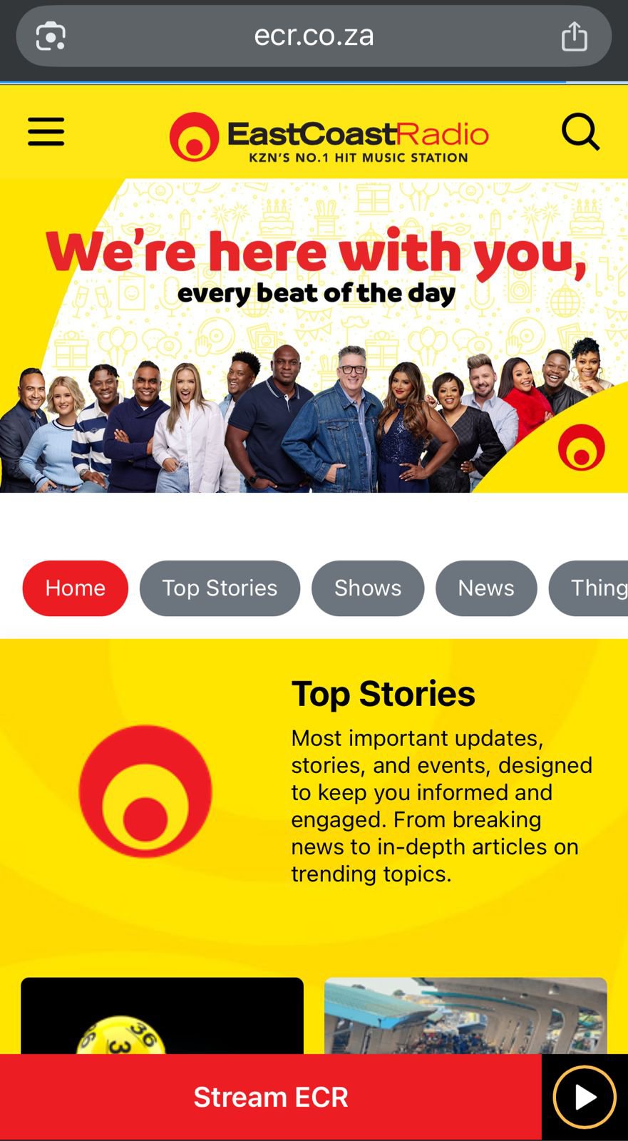 ECR on mobile home page
