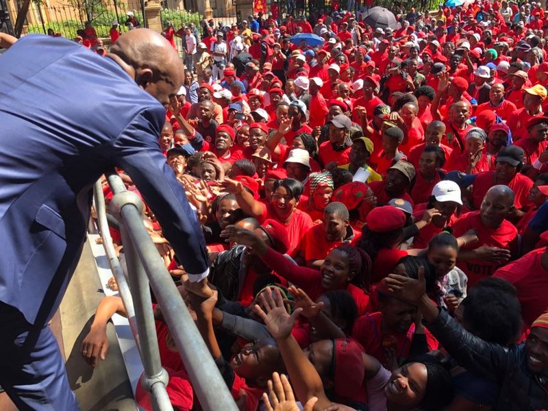 Julius Malema with EFF supporters