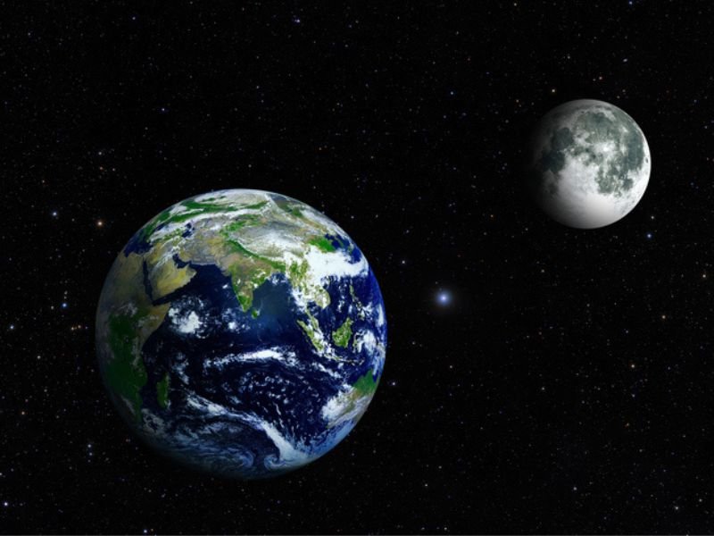 Earth and moon