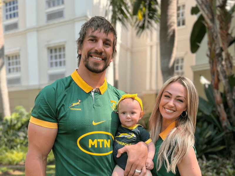 Eben Etzebeth and his wife Anlia with their daughter