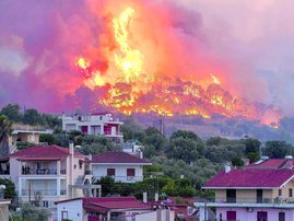 Greek fire near Corinth