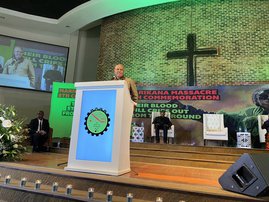 Amcu leader Joseph Mathunjwa 8th anniversary Marikana Geace Bible Church