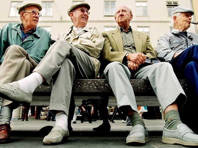 Elderly men sitting on bench