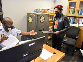 EFF MP Mbuyiseni Ndlozi at police station