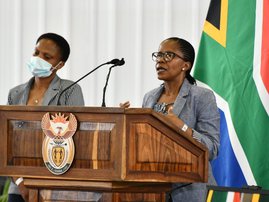 Jackson Mthembu funeral Cyril Ramaphosa at the podium