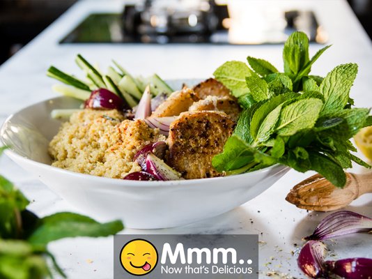 Spicy Harissa Pork Loin with Quinoa Salad