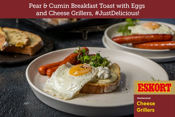 Pear and Cumin Breakfast Toast with Eggs and Cheese Grillers