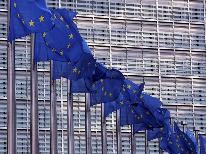 European Union flags flying