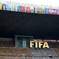 A FIFA logo at the Mexico City Stadium ahead of the 2026 World Cup