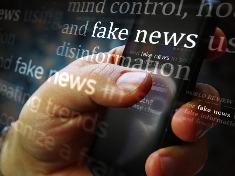 Fake news with disinformation on screen