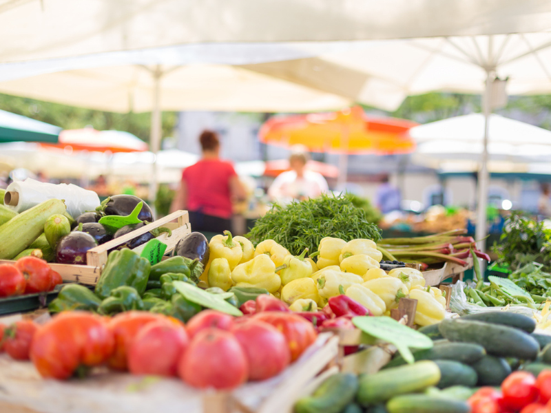 Organic vegetables at a fresh produce market