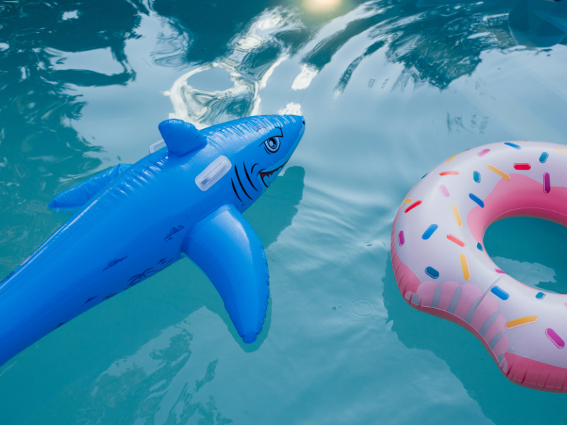 Floaters floating on a swimming pool