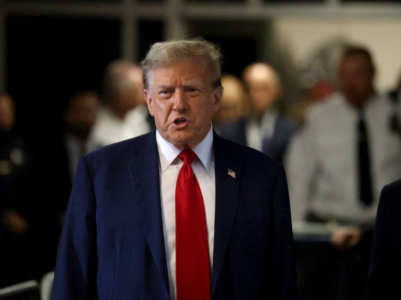 Former US President Donald Trump attends the first day of his trial for allegedly covering up hush money payments