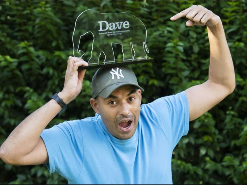 Comedian Masai Graham with his second Dave Joke of the Edinburgh Fringe award.
