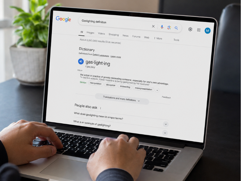 GOOGLE WORDS GASLIGHTING DEFINITION SEARCH 2026