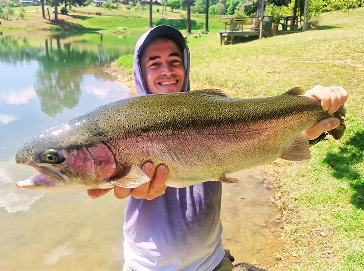 Gary Maas with a Rainbow Trout caught at the Troubagger