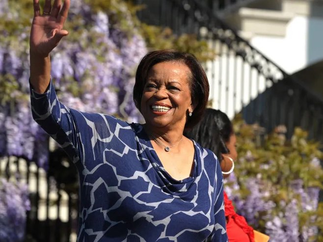 Marian Robinson, the mother of First Lady Michelle Obama, waves during the annual Easter egg roll April 25, 2011 on the South Lawn of the White House in Washington, DC. AFP