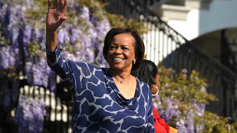 Marian Robinson, the mother of First Lady Michelle Obama, waves during the annual Easter egg roll April 25, 2011 on the South Lawn of the White House in Washington, DC. AFP