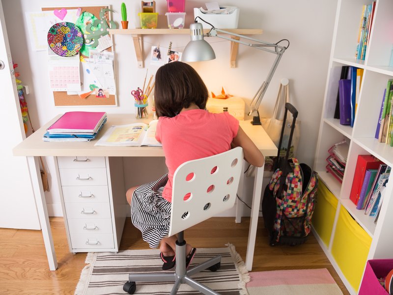 Girl doing homework at home