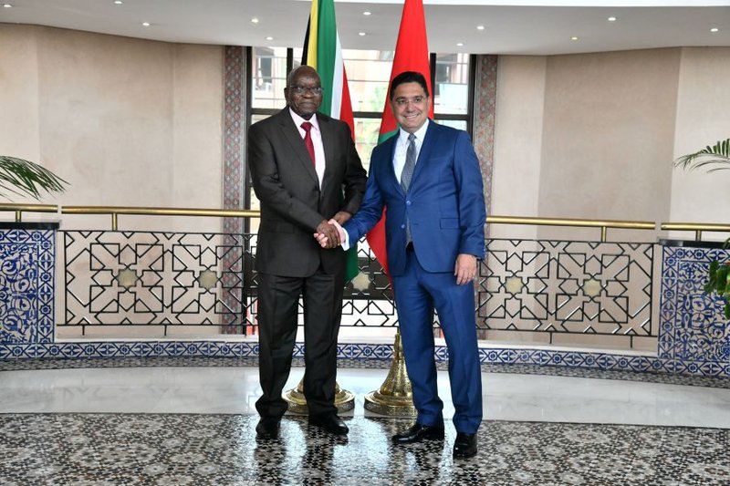 Former President Jacob Zuma meets Morocco's Minister of Foreign Affairs, Nasser Bourita / @Marocdiplo_EN