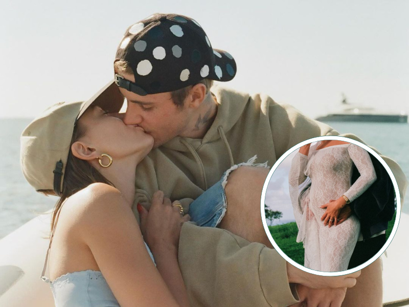 Justin Bieber and Hailey Bieber kissing on a boat