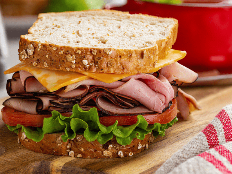 Ham and Cheese Sandwich on Whole Grain Bread