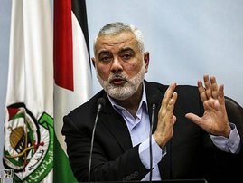 In this file photo taken on January 23, 2018 Hamas leader Ismail Haniyeh delivers a speech in Gaza City