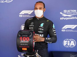 Lewis Hamilton claims 100th pole