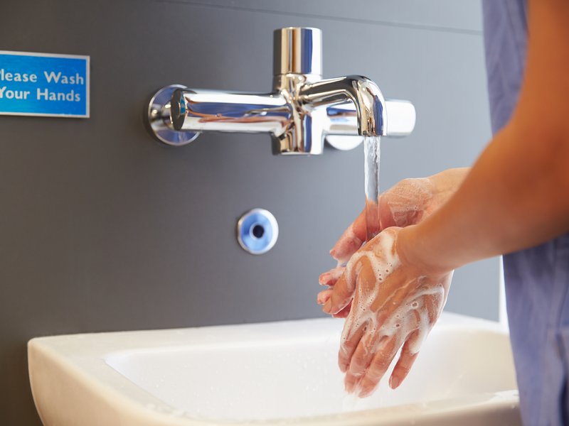 Washing hands with soap