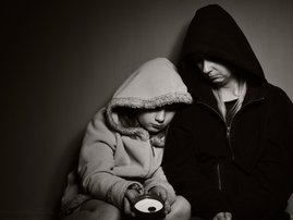 Homeless mother with her daughter