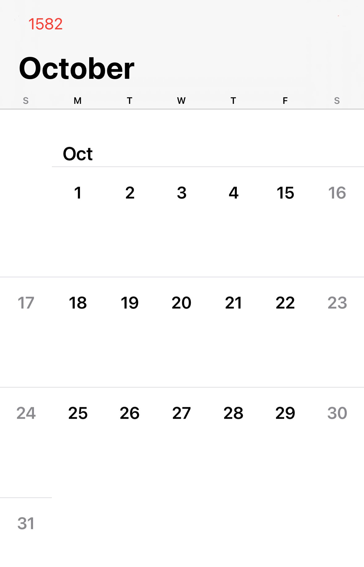 October 1582 Calendar