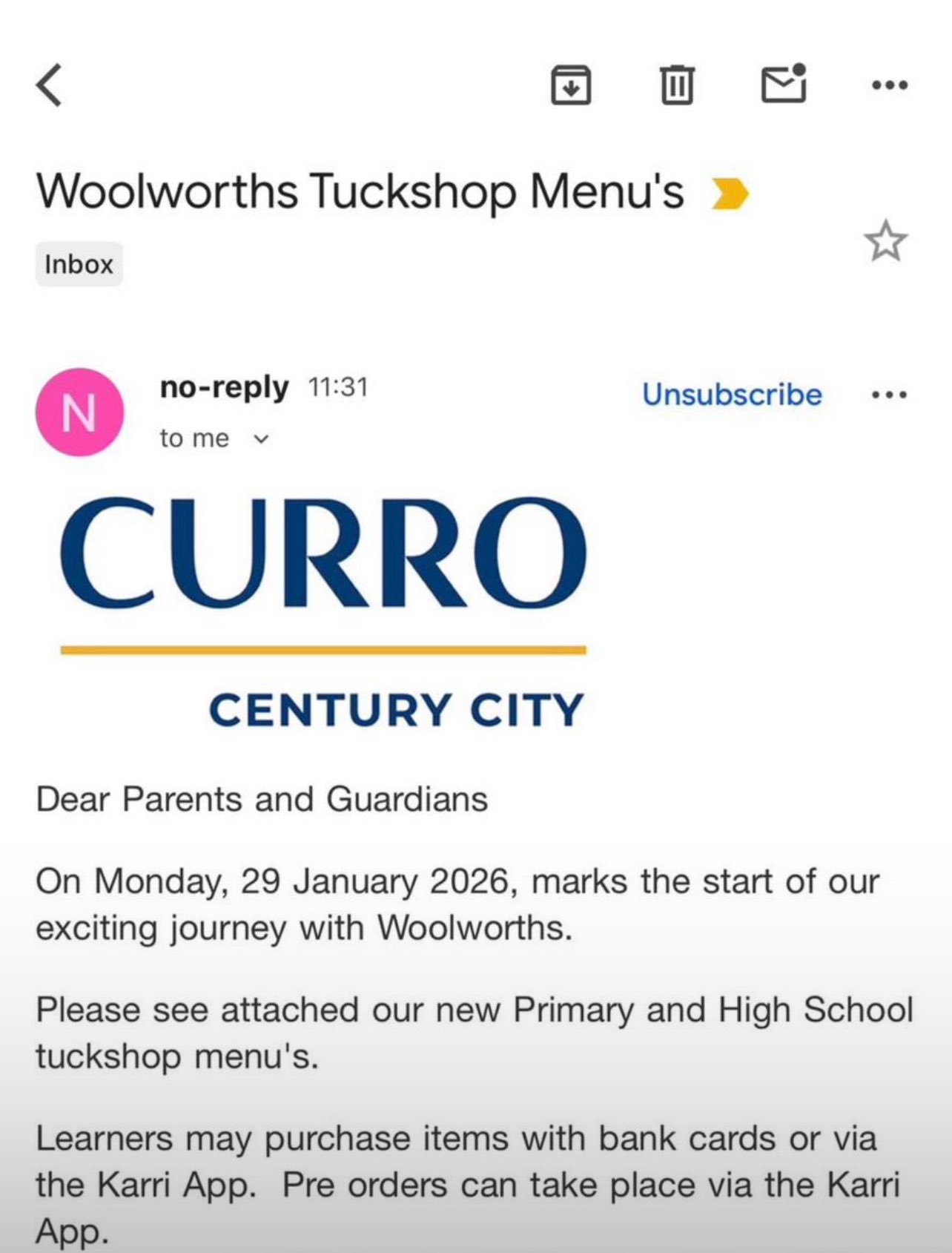 Woolworths Curro mail