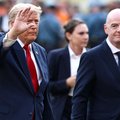 FIFA President Gianni Infantino (R) and US President Donald Trump arrive for the final ceremony after the 2026 World Cup football tournament final match between Spain and Argentina at the New York/New Jersey Stadium in East Rutherford on July 19, 2026