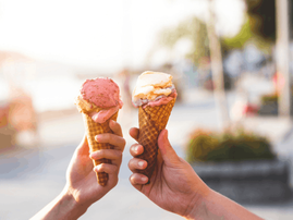 Ice cream in couple hands