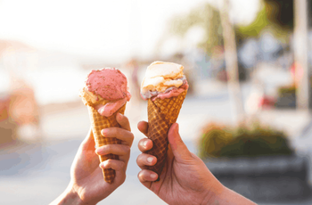 Ice cream in couple hands