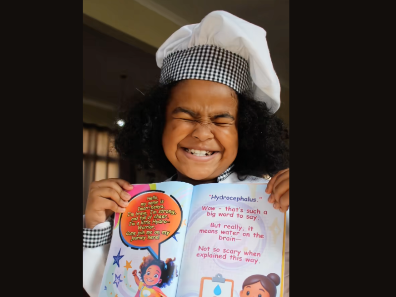 Imari-Kenya James wearing a chef's hat