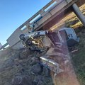 wreck of taxi that drove off  KwaKhetha Bridge in Mpendle